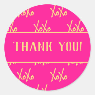 Sticker Rond XOXO Rose Chaud Saint-Valentin Merci