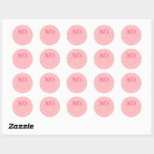 Sticker Rond XOXO rose Personnalisé Saint Valentin (Feuille)