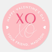 Sticker Rond XOXO rose Personnalisé Saint Valentin (Devant)