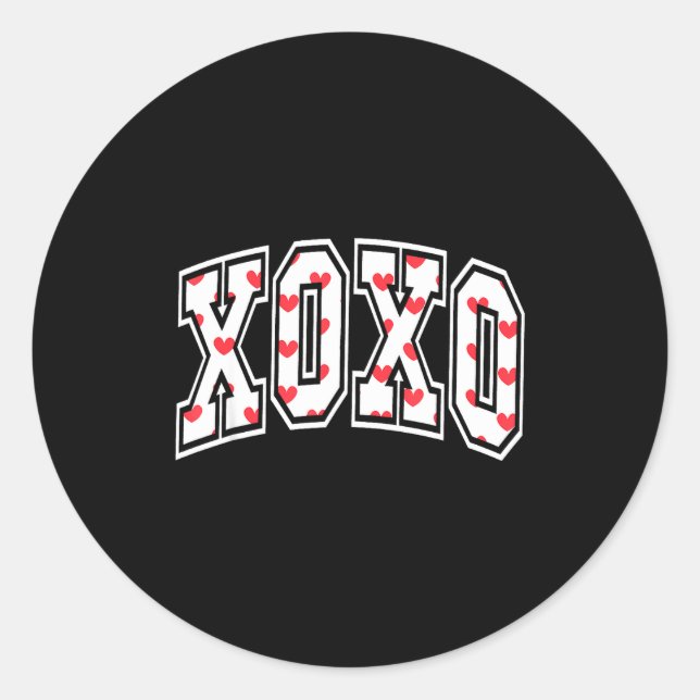 Sticker Rond Xoxo Valentine Heart Retro Valentine For Men Women (Devant)