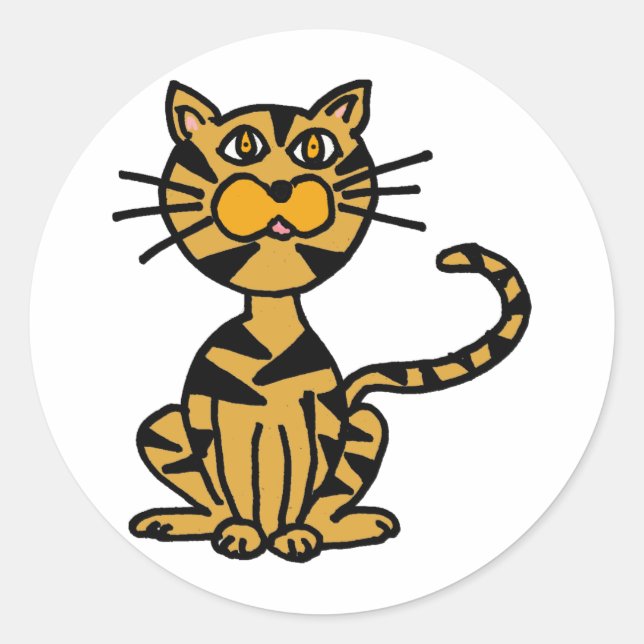 Sticker Rond XX- Carton de chat en bandes (Devant)