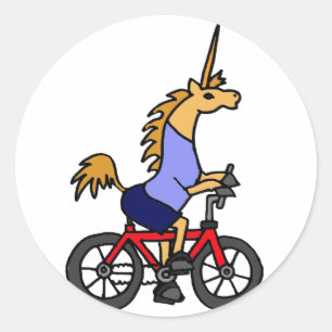 Sticker Rond XX- Carton de vélo à cheval Unicorne