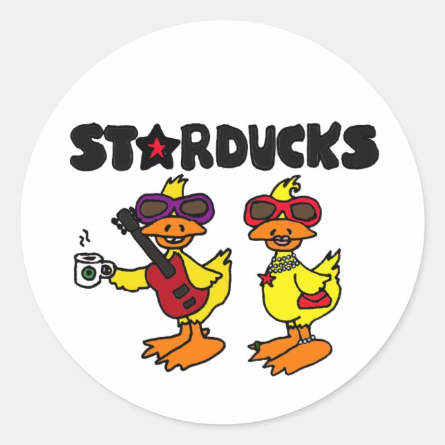 Sticker Rond XX- Cartoon de canard Starducks (Devant)