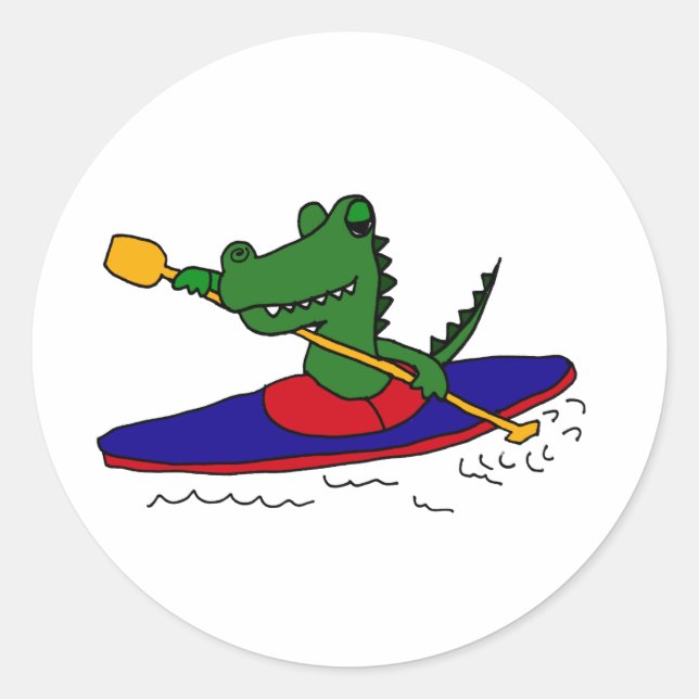 Sticker Rond XX- Drôle Gator Kayaking (Devant)