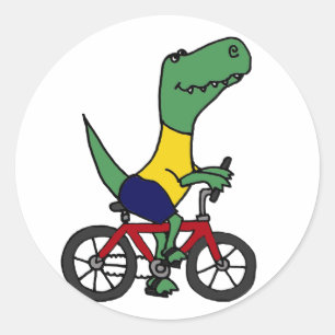 Sticker Rond XX- Funny T-rex Dinosaur vélo d'équitation