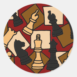 Sticker Rond XX- Jeux d'échecs superbes pièces d'art