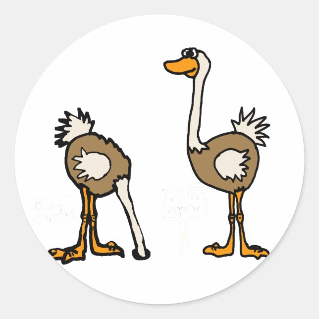 Sticker Rond XX- Ostriches dans le sable (Devant)