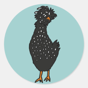 Sticker Rond XX- Poulet polonais funky