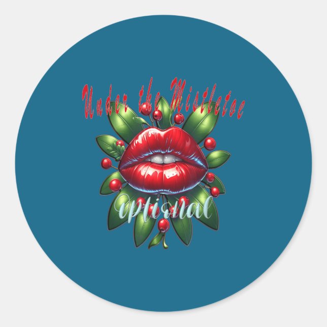 Sticker Rond Y Christmas Mistletoe Lips - Naughty Holiday Tee W (Devant)