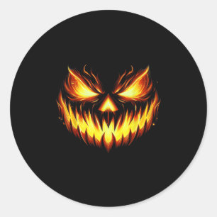 Sticker Rond Y Jack-o'-lantern Citrouille sculpté face Hallowee