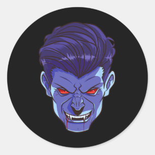 Sticker Rond Y Vampire Halloween Monstre Visage d'effroi crocs