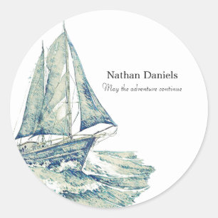 Sticker Rond Yacht bleu en mémorial