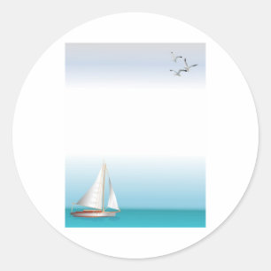 Sticker Rond Yacht sur un Océan Turquoise