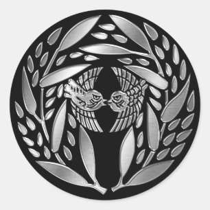 Sticker Rond Yagyu Famille Kamon Argent Chrome