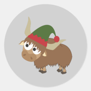 Sticker Rond Yak Christmas Elf