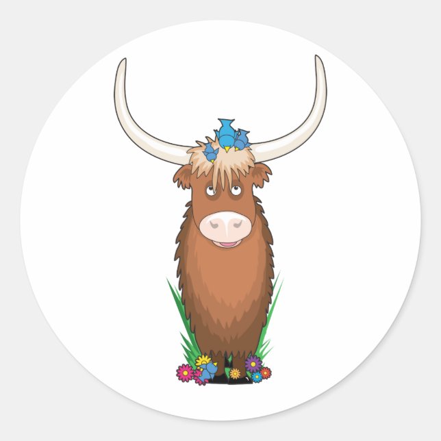 Sticker Rond Yaks animaux d'alphabet (Devant)