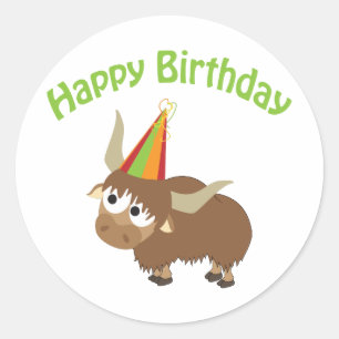 Sticker Rond Yaks de joyeux anniversaire