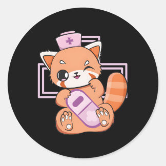 Sticker Rond Yami Kawaii Rouge Panda Pastel Goth Bear Otaku Ani