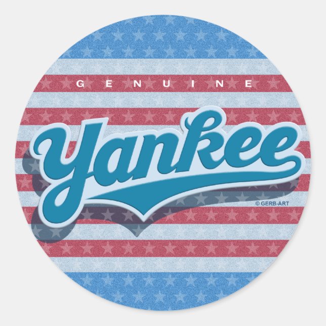 Sticker Rond Yankee authentique - bleu/étoiles raypes) (Devant)