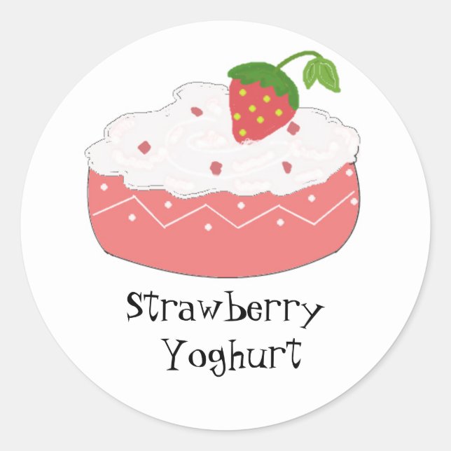 Sticker Rond Yaourt à la fraise (Devant)