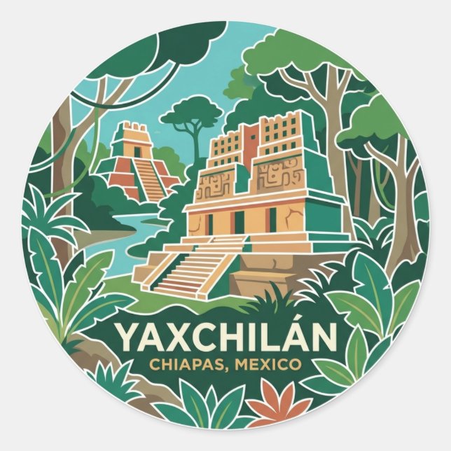 Sticker Rond Yaxchilán Mexique (Devant)