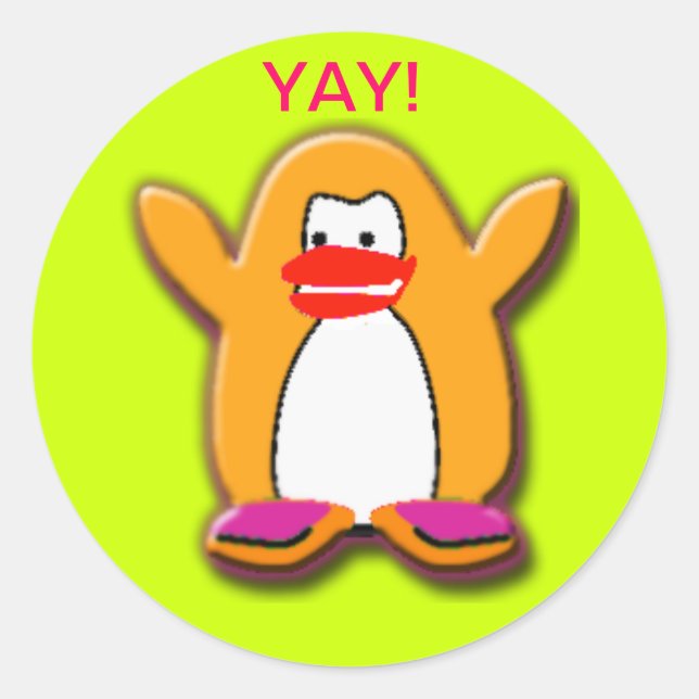 Sticker Rond Yay ! Happy Penguin (Devant)