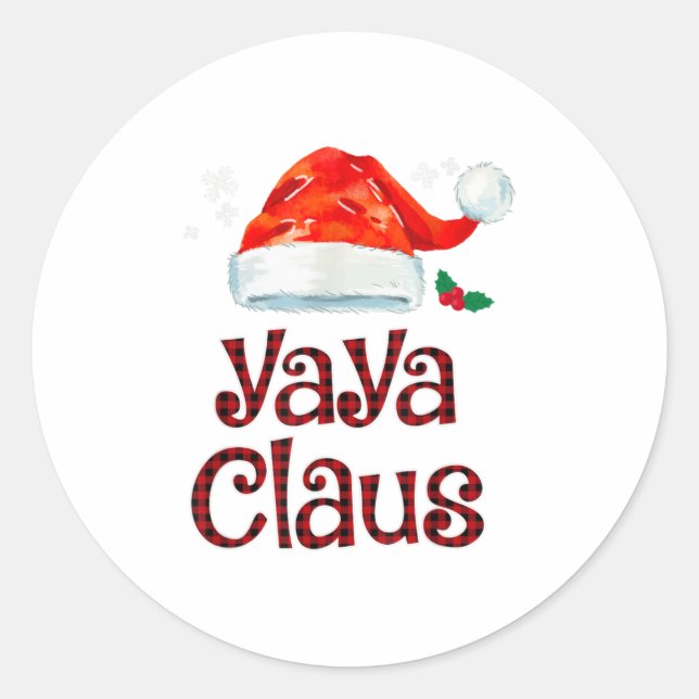 Sticker Rond Yaya Claus Tee Christmas Pajama Famil (Devant)