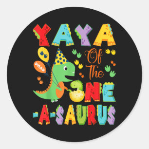Sticker Rond Yaya du One-A-Saurus 1er anniversaire garçon dinos
