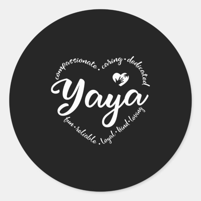 Sticker Rond Yaya, joli cadeau Yaya, coeur avec yaya (Devant)