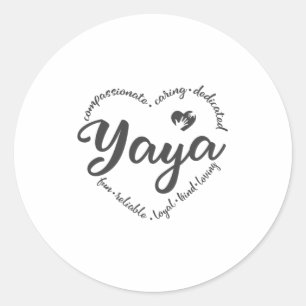 Sticker Rond Yaya, joli cadeau Yaya, coeur avec yaya