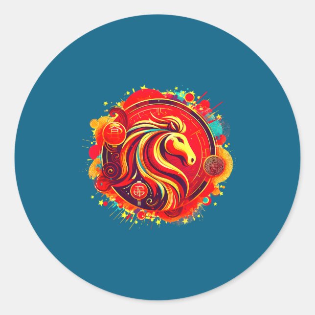 Sticker Rond Year Of Horse 2026 Chinese Zodiac Lunar New Year  (Devant)