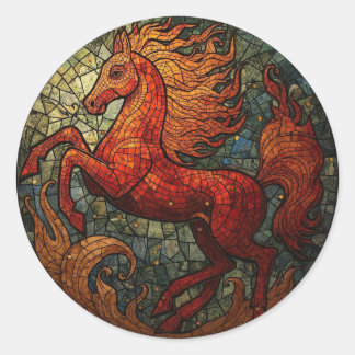 Sticker Rond Year of the Fire Horse 2026 Majestic Chinese Zod