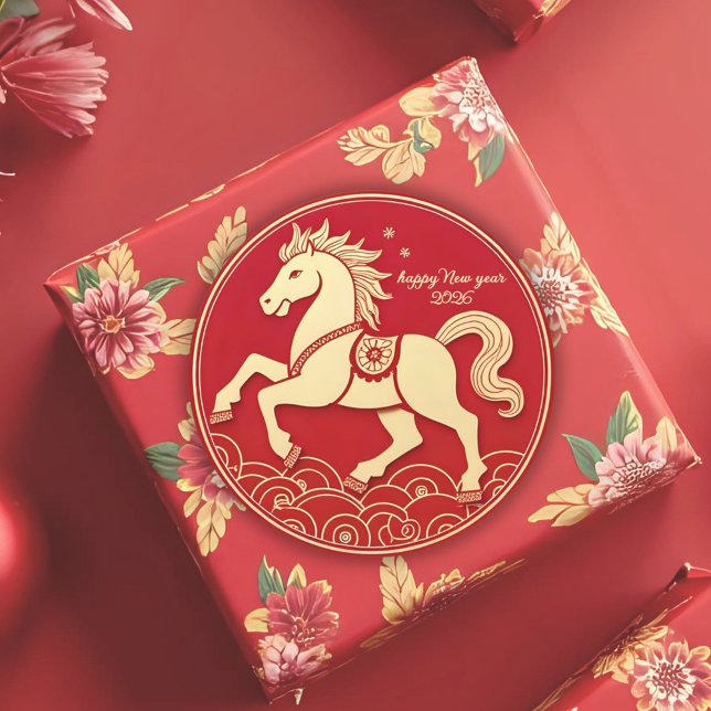 Sticker Rond Year of the Horse 2026 Chinese New Year  (Créateur téléchargé)