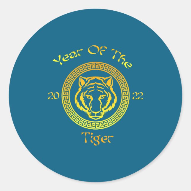 Sticker Rond Year Of The Tiger 2022 Circular Asian Chinese New  (Devant)