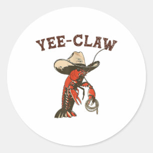 Sticker Rond Yee Claw Funky Crawfish Festival de fruits de mer 