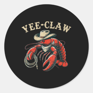 Sticker Rond Yee Claw Funky Crawfish Festival de fruits de mer 