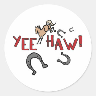 Sticker Rond Yee Haw Bucking Horse