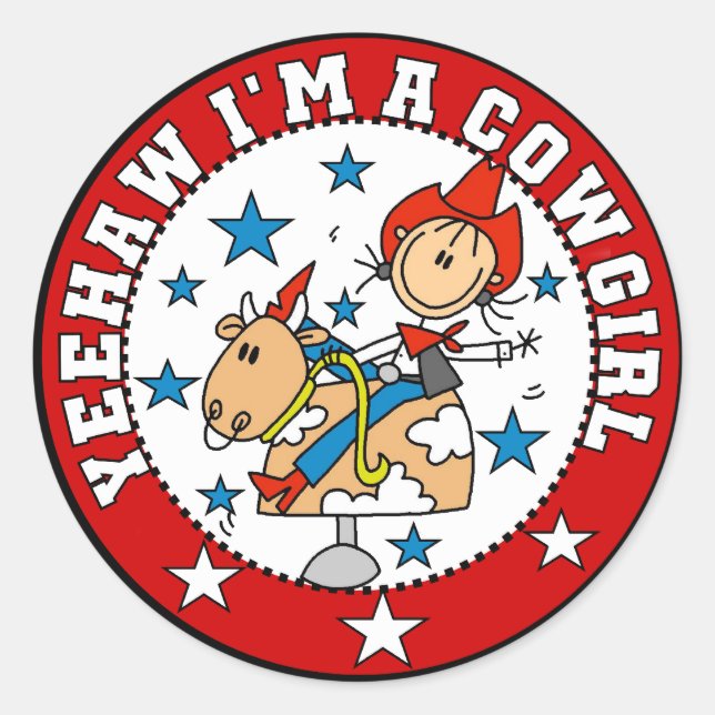 Sticker Rond Yee Haw Cowgirl Tshirts et cadeaux (Devant)