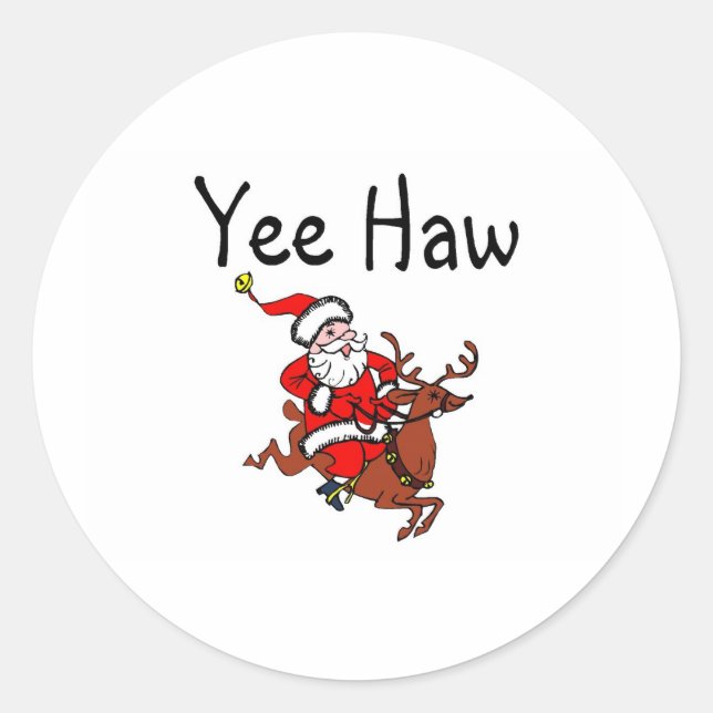 Sticker Rond Yee Haw Père Noël (Devant)