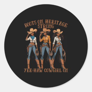 Sticker Rond Yehaw Cowgirl Sur African American Black Cowgirl W