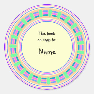 Sticker Rond Yellow bookplate with colorful border
