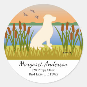 Sticker Rond Yellow Labrador Bird Dog Sunset Adresse