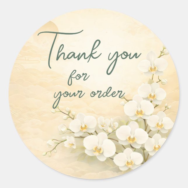 Sticker Rond Yellow orchid Thank You For your order (Devant)
