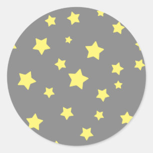 Sticker Rond Yellow Stars gris Motif