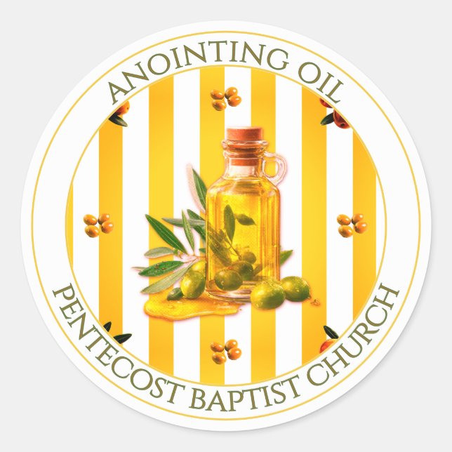 Sticker Rond Yellow Stripe Anointing Oil Church Favor Gift (Devant)