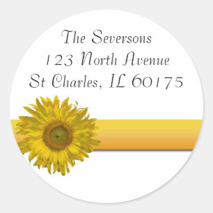 Sticker Rond Yellow Sunflower Stripe Adresse de retour