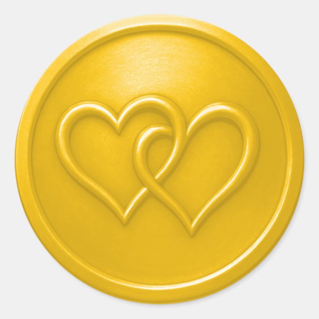 Sticker Rond Yellow Two Hearts Intertwined Wedding (Devant)