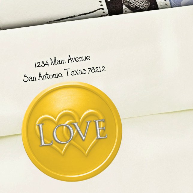 Sticker Rond Yellow Two Hearts Intertwined Wedding (Créateur téléchargé)