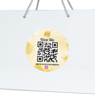 Sticker Rond Yellow Watercolor Business Instagram Qr Code