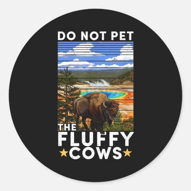 Sticker Rond Yellowstone National Park Bison Do Not Pet The Flu (Devant)